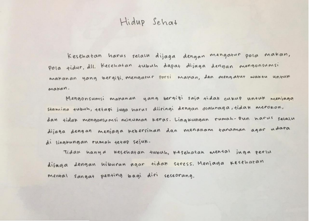 Hasil karya tulisan Aeidy dalam lomba